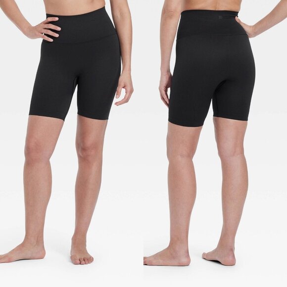 XS - Womens Seamless High-Rise Rib Bike Shorts 6" - All In Motion - Black - Picture 1 of 10